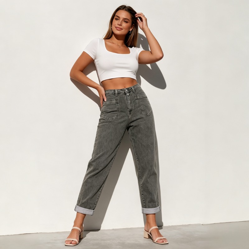 Street Fashion Plus Size - Jeans a Zampa Larghi da Donna