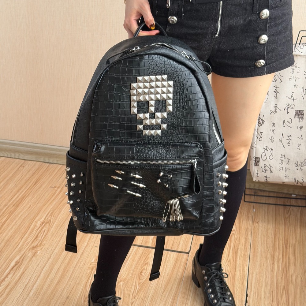 Street Fashion Hip Hop - Zaino Originale con Motivo Coccodrillo Nero
