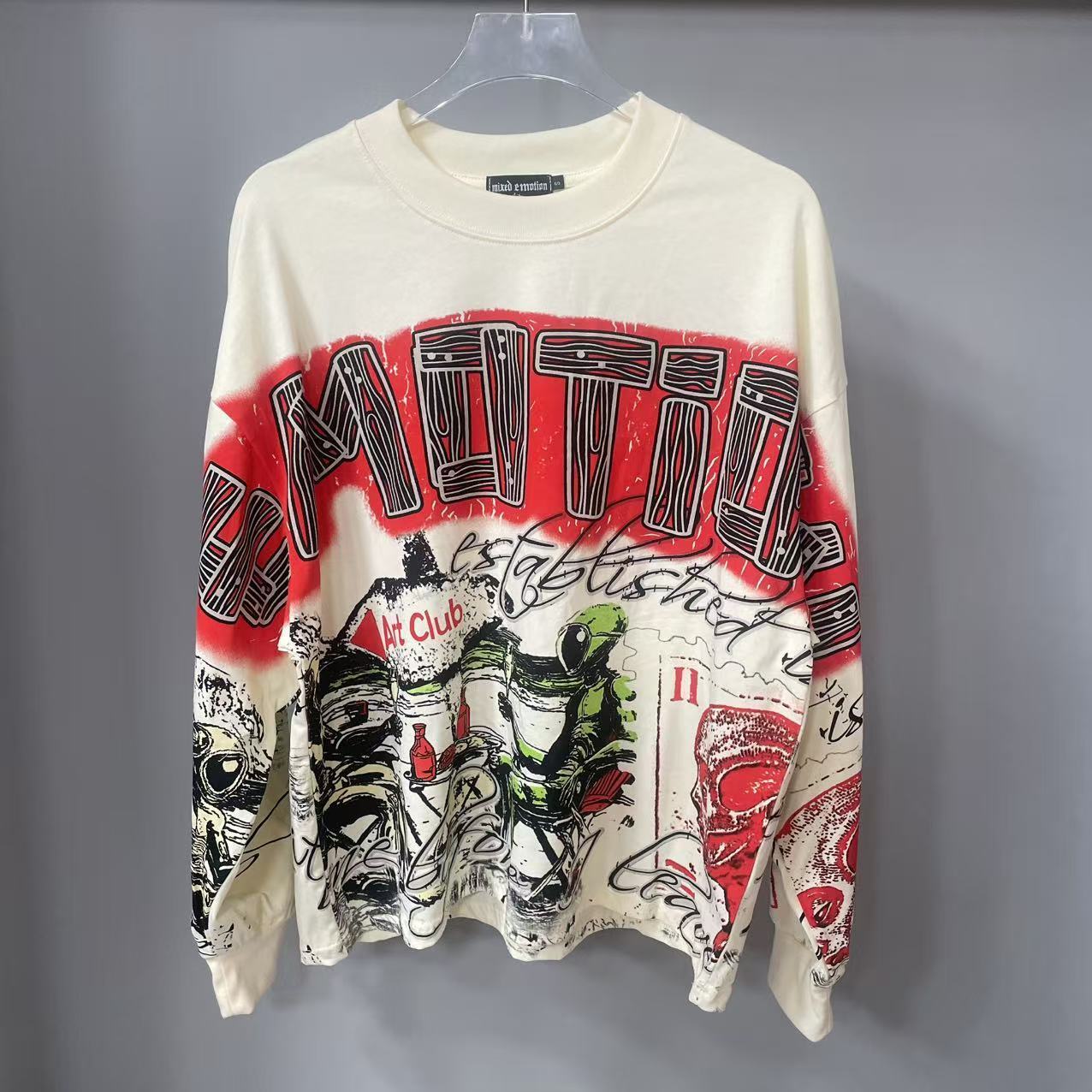 Street Fashion Hip Hop - T-shirt a maniche lunghe MIXED-EMOTION di