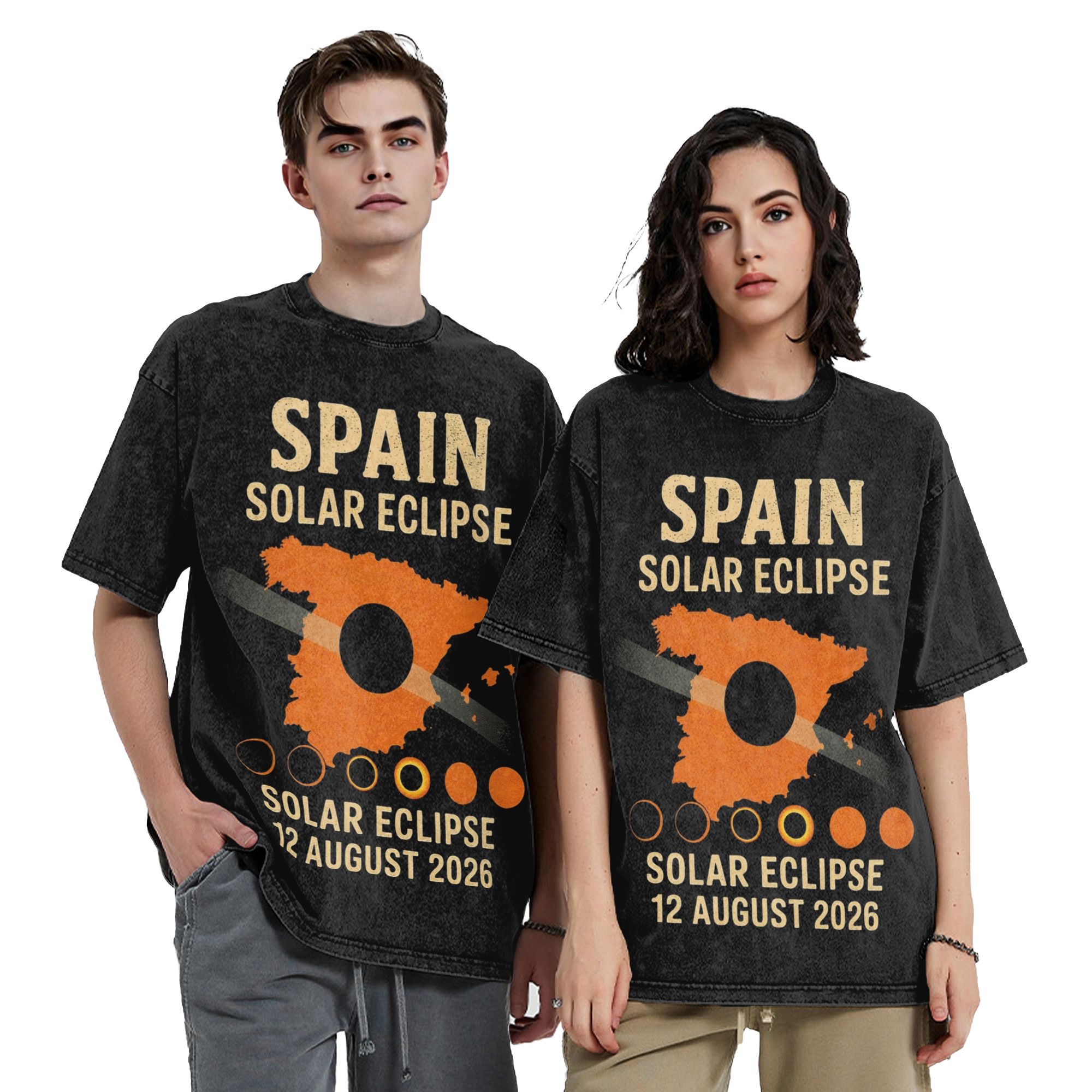 Street Fashion In Spain - Maglietta con Grafica dell'Eclissi Solare Totale