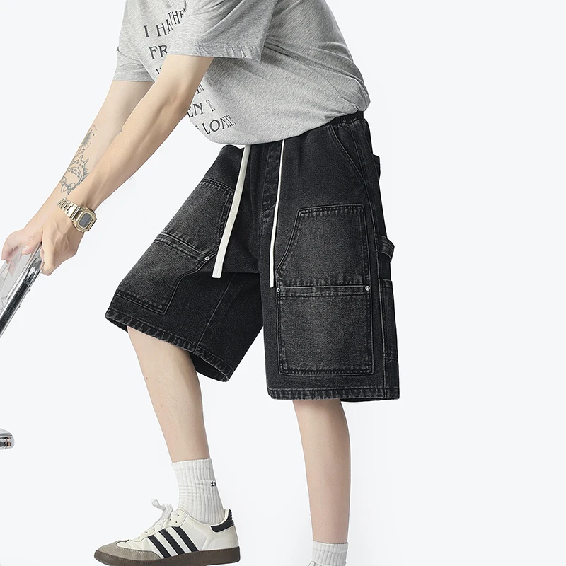 Street Fashion Hip Hop - Pantaloncini di jeans da lavoro di